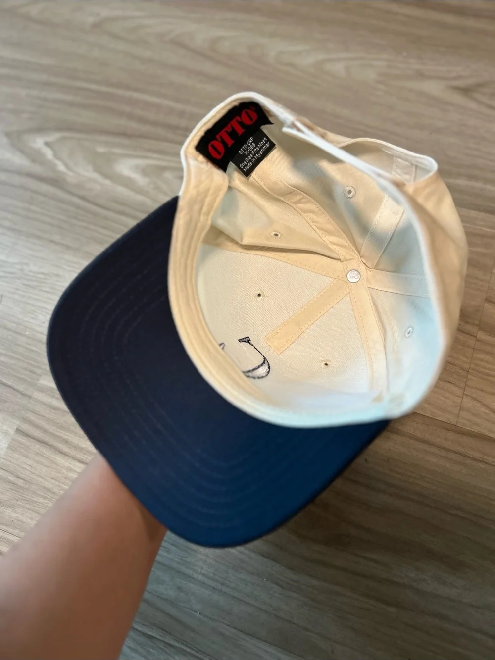 Kids Navy and Cream Embroidered Baseball Cap